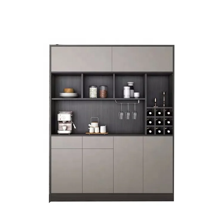 Cheap MDF modern design wooden living room furniture storage bookcase wine cabinet kitchen