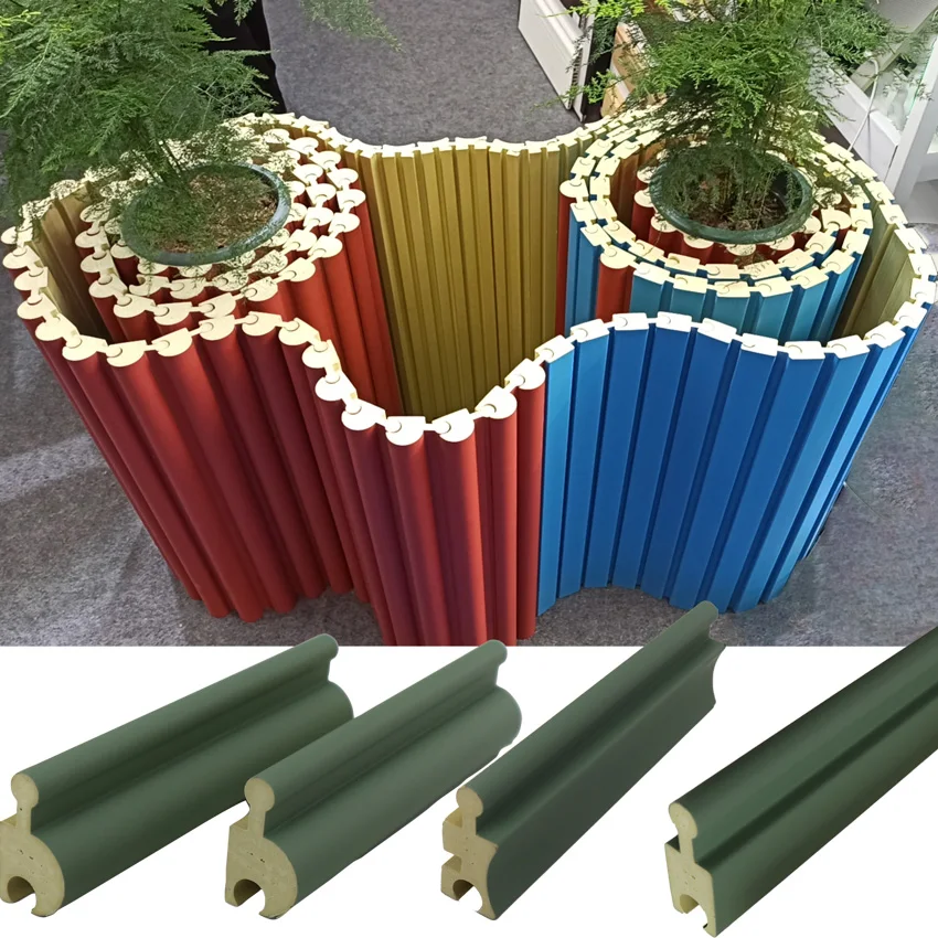 2024 New Design 3d Curved Wall Panels PVC Solid Wood Grille Wall Panel WPC Cylindrical Decorative Molding