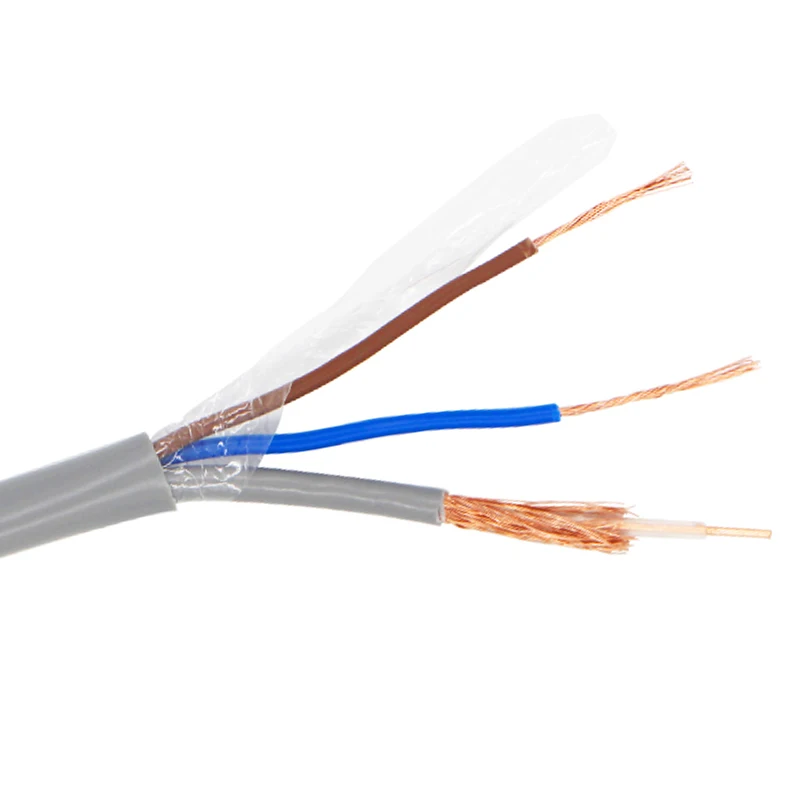 Factory wholesale  22awg 75 Ohms RG58 RG59 RG174 cable camera cctv coaxial cable with power 305m