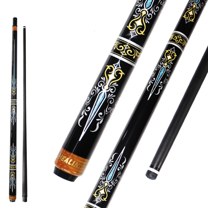 Hot! Stock 12.4mm Carbon Fiber Playing Billiard Pool Cue with Fancy Dragon-scale Pattern Juma Collar Soft Tip Customizable