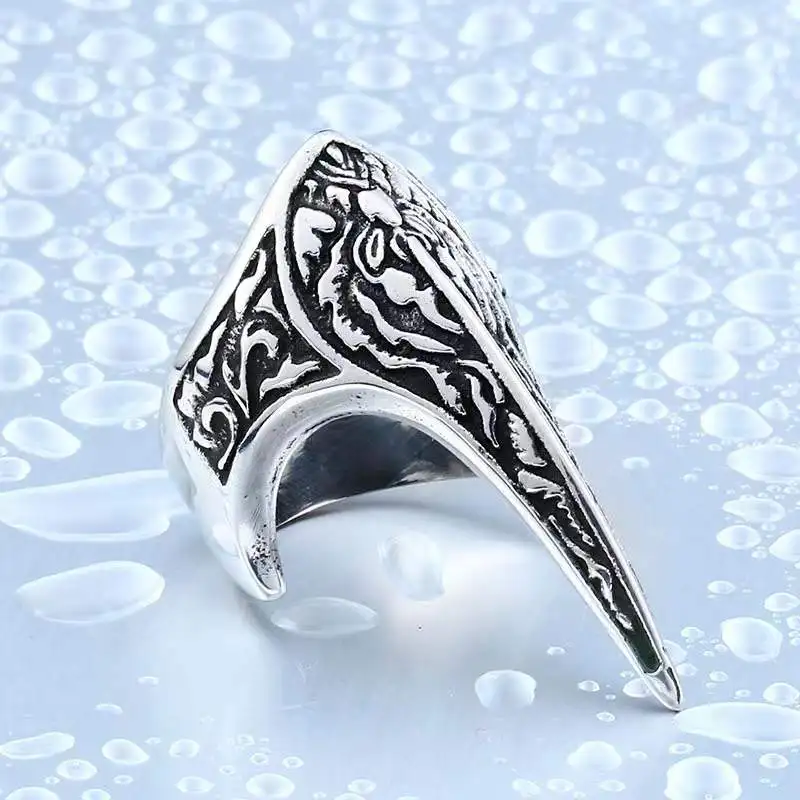 ready to ship fashion stainless steel sharp dragon claw long armor sell defense full finger nail rings for girls men