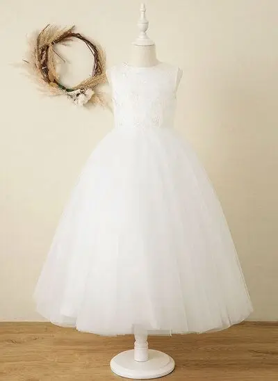 New Design High Quality Girl 7th Birthday Party Dresses White Flower Girl Dress For Wedding