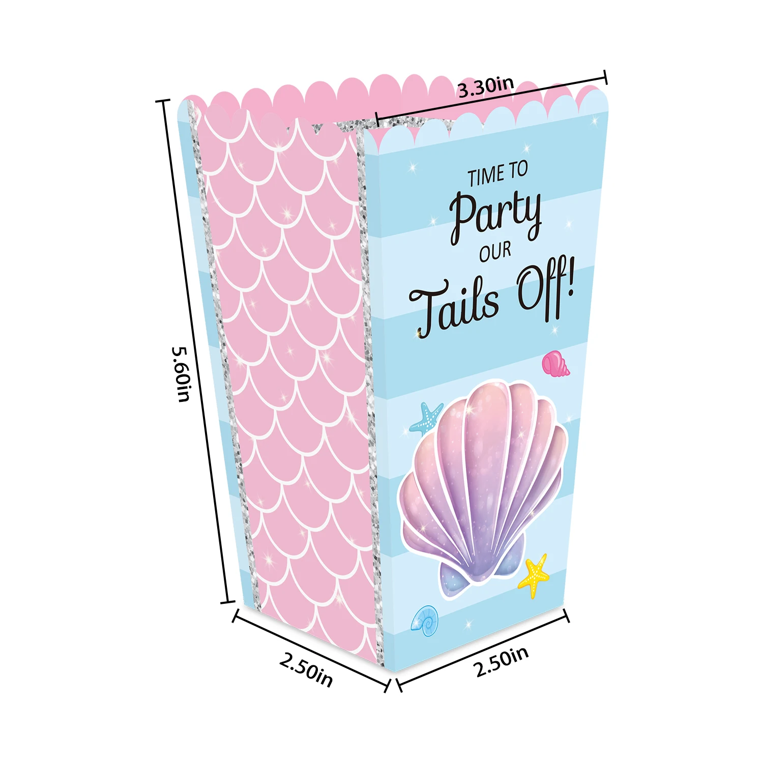 24 Mermaid popcorn box Mermaid open top treatment box Snack candy cookie holder container Mermaid birthday theme