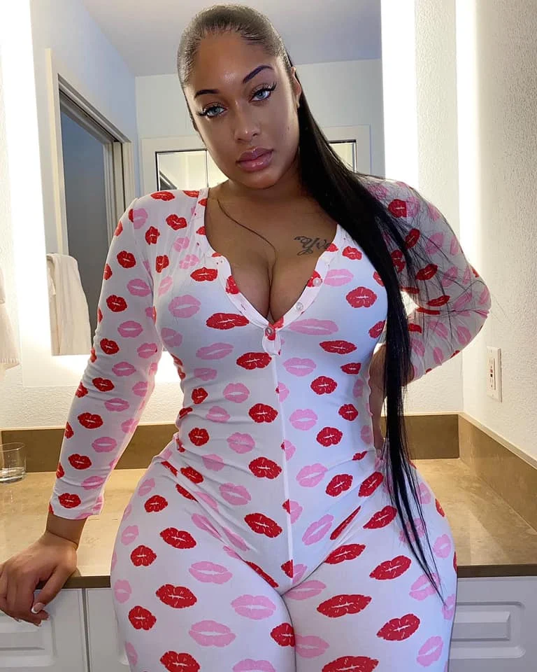 2024 Valentine Day Onesie Pjs Pajamas Valentines Onesie Long Sleeve Bodysuit Sexy Cookie Lip Long Pants Adult Onsie Sleepwear