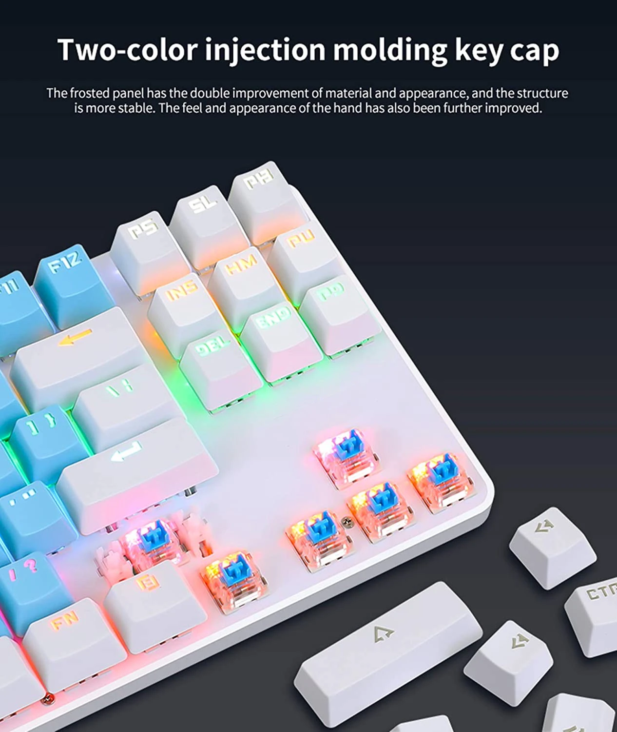 Custom Multi-color 87 Keycaps Mechanical Switch RGB Mechanical Gaming Keyboard for Gamer