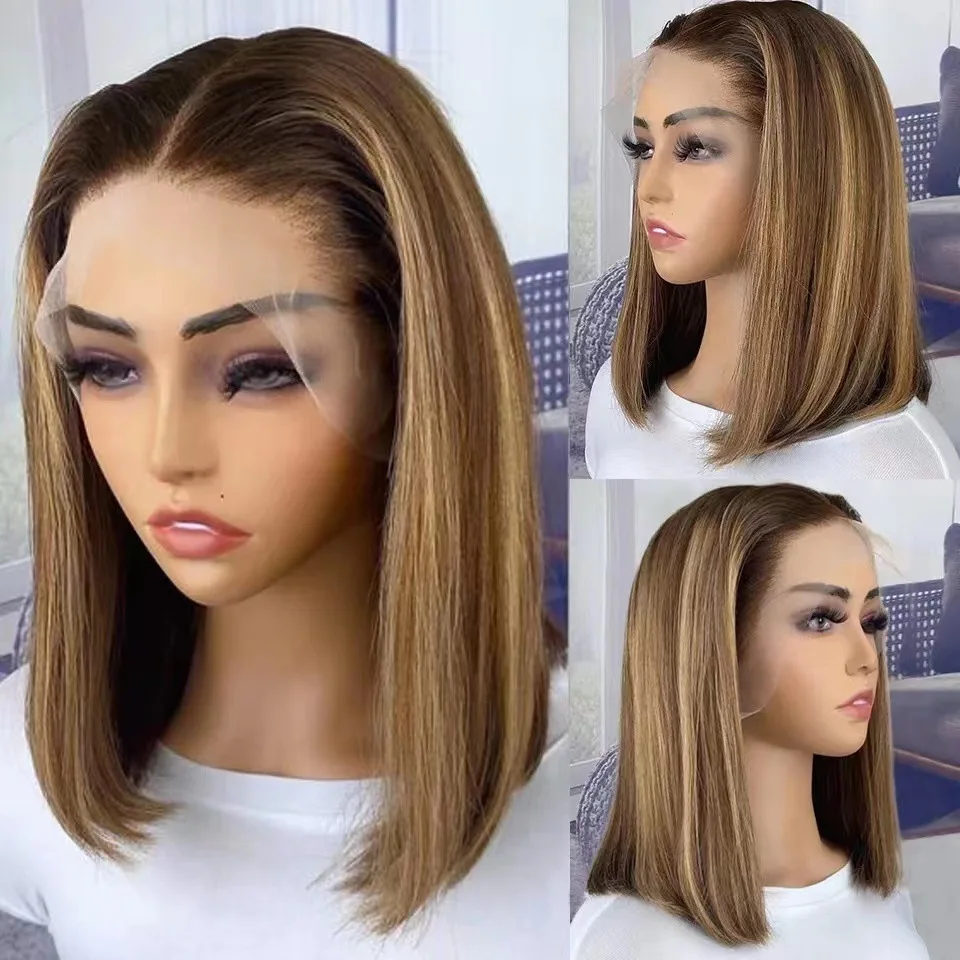 Лидер продаж Имбирно-оранжевый Боб wig13x4 кружевные фронтальные 10-30 дюймов прямые высокотемпературные синтетические парики для женщин