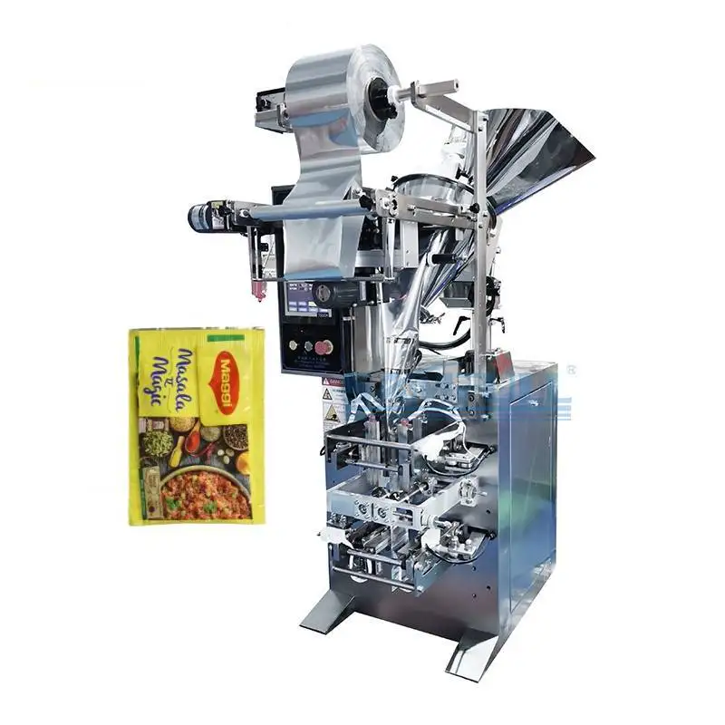 Auto weighing commercial spice masala seasoning sachet pouch vffs powder fill small scale package packing machine