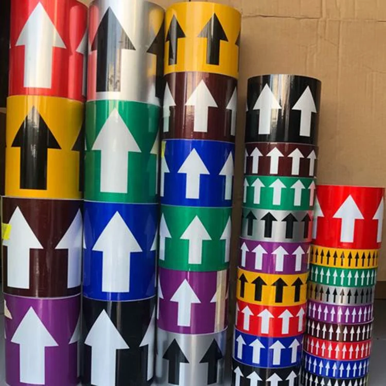 red blue yellow green white pipe marker arrow tape