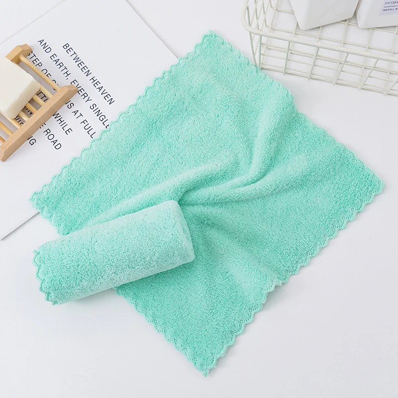 china supplier Microfiber Cleaning Non-stick Oil Washing Rag Wiping Absorbent Coral Velvet Dish Towels Kitchen Cleaning Cloth