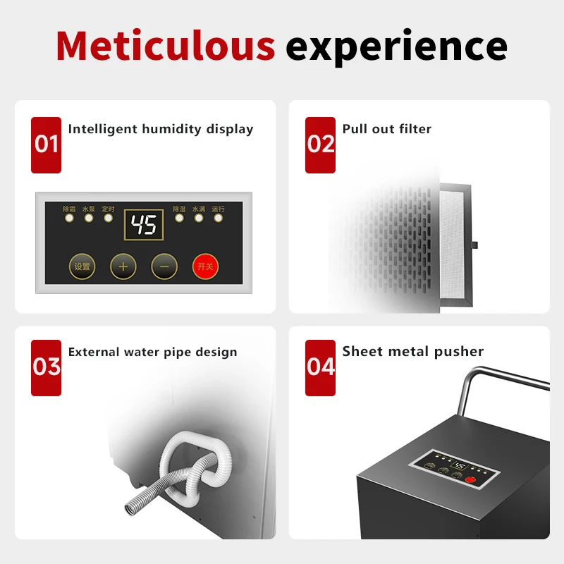 High-Power Smart Automatic Defrost Industrial Adjustable Humidistat Washable 50L Air Dehumidifier For Commercial