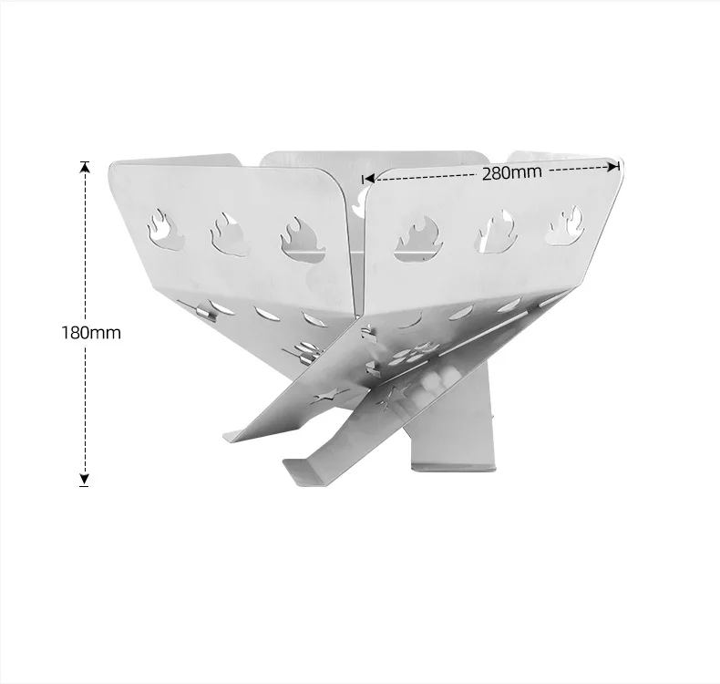 folding camping bonfire frame stainless steel mesh burning fire outdoor picnic charcoal fire beacon tower