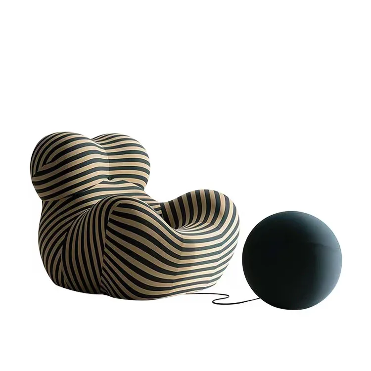 Modern Living Room Sofa Chairs With Footrest Striped Design Single Sofa Hot Sale Home Decoration Furniture Fabric Recliner Chair