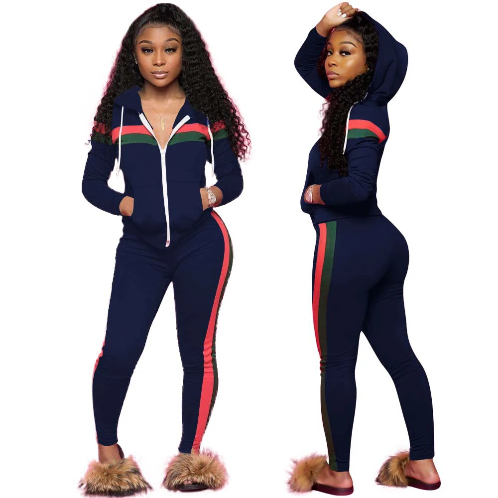 
TG37 2021 pullover hoodies two piece set solid casual sports long sleeve plus size 2pcs sets women clothes 