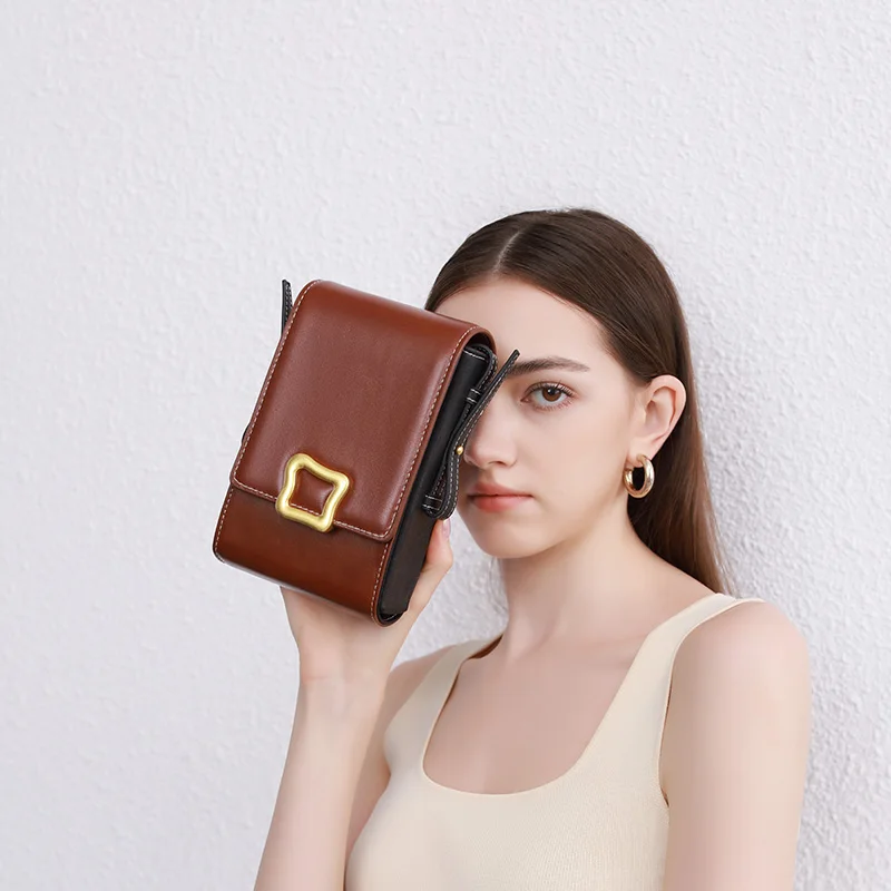 female custom small shoulder bag cell phone crossbody shoulder bag women genuine leather messenger bag for women