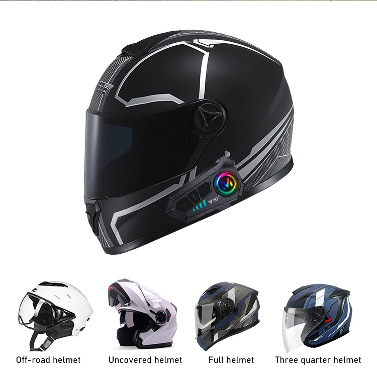 Y10-2X Motorcycle Helmet Earphone Long Standby Time Voice Control Blue tooth Intercom Headset with Loudspeaker