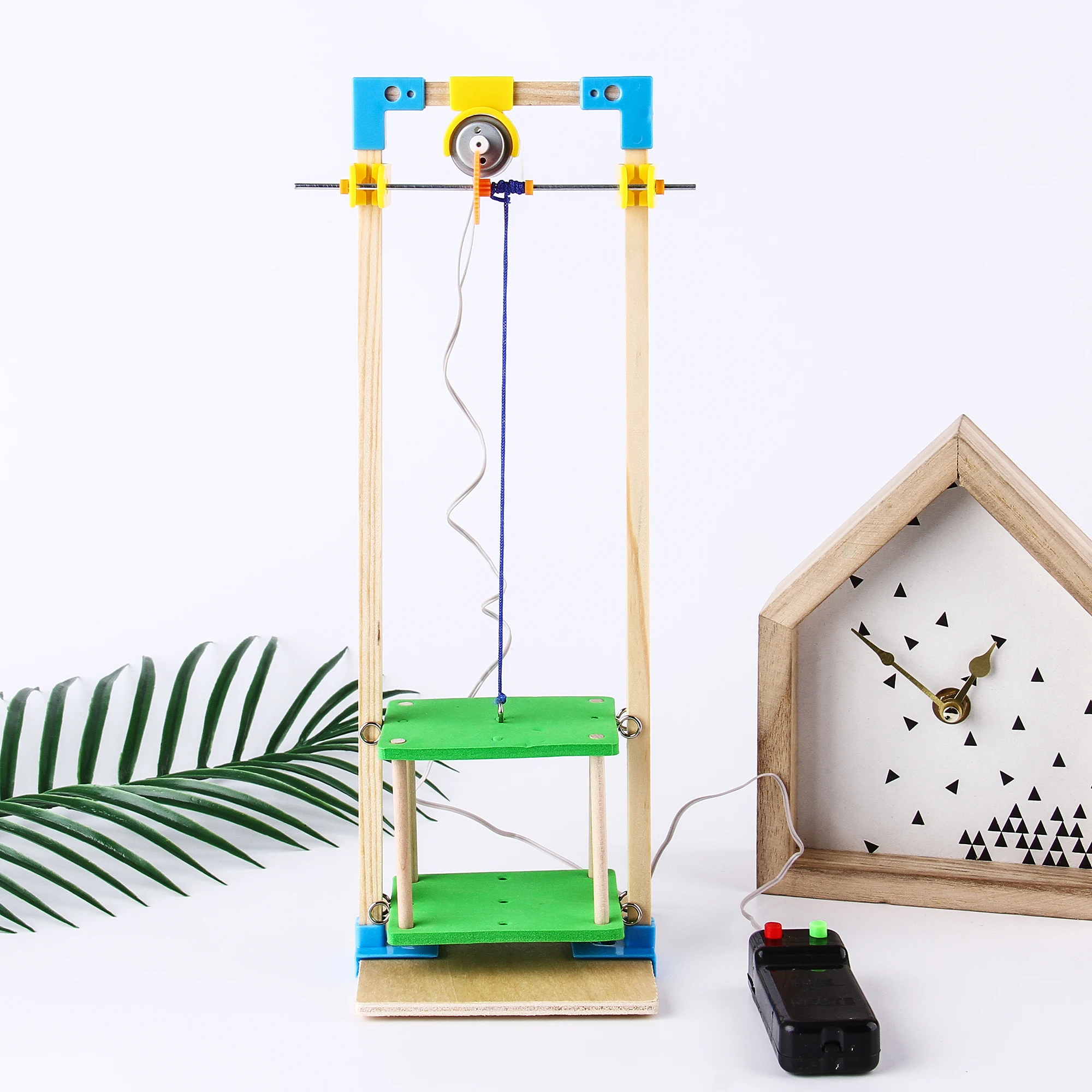 DIY Elevator Toy Remote Control Physical Equipment Crane Lifts Elevator Model  Assembling Educational Toys Kit