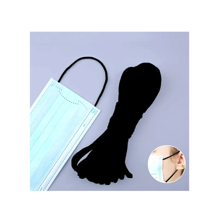 Factory Wholesale In Stock 2.5mm 3mm 6mm Ear loop Elastic Webbing Strap Braid Webbing Braided Belt Webbing