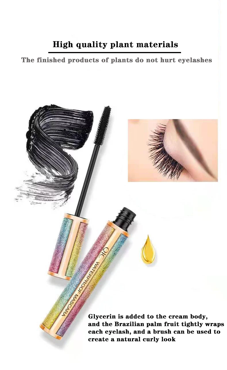 Wholesale factory 4D Eyelash fiber and liquid mascara bottles brushes packing with private label brand mascara tubes