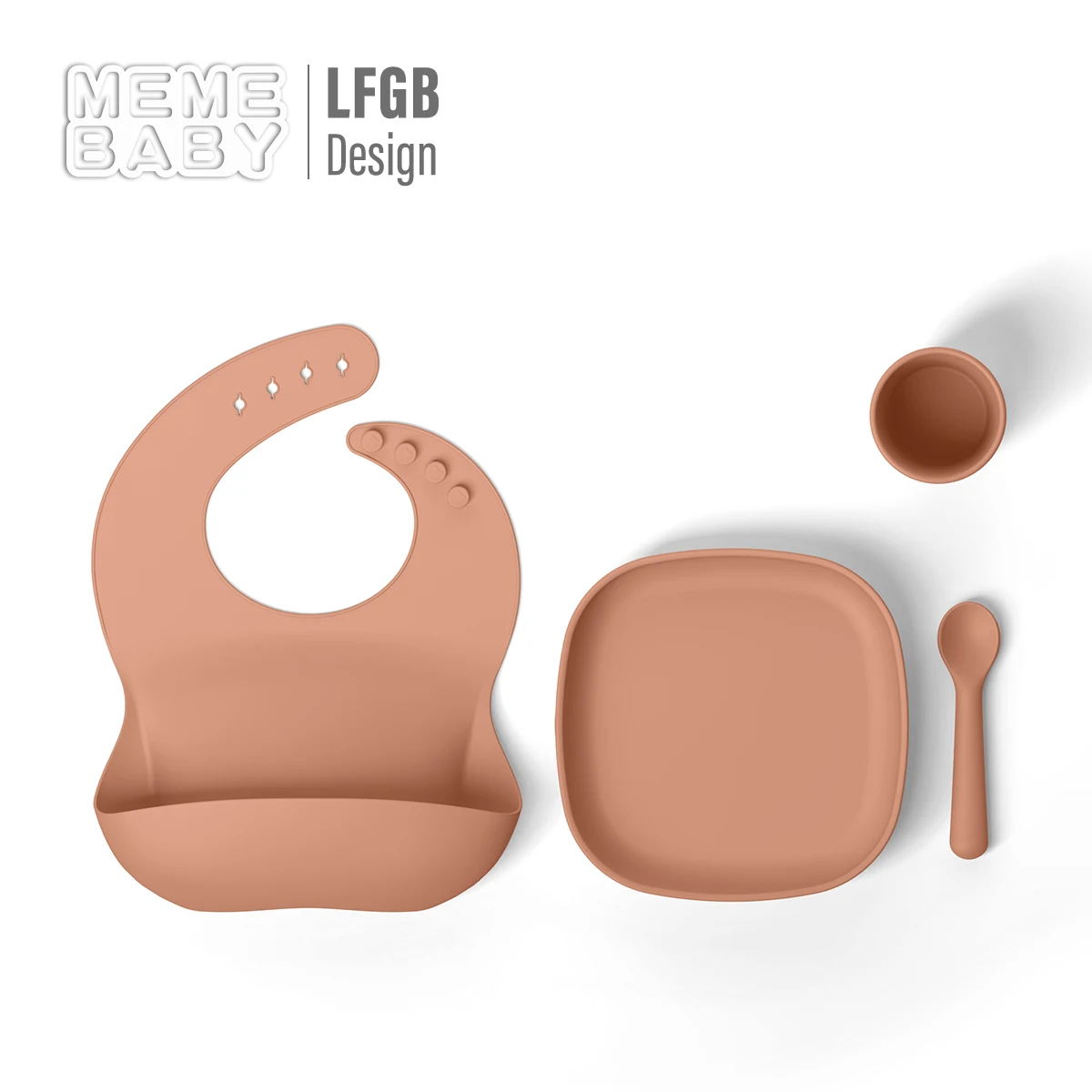 baby products Feeding waterproof baby Bib Silicone suction plate Spoon and cute cup Tableware baby Feeding Set
