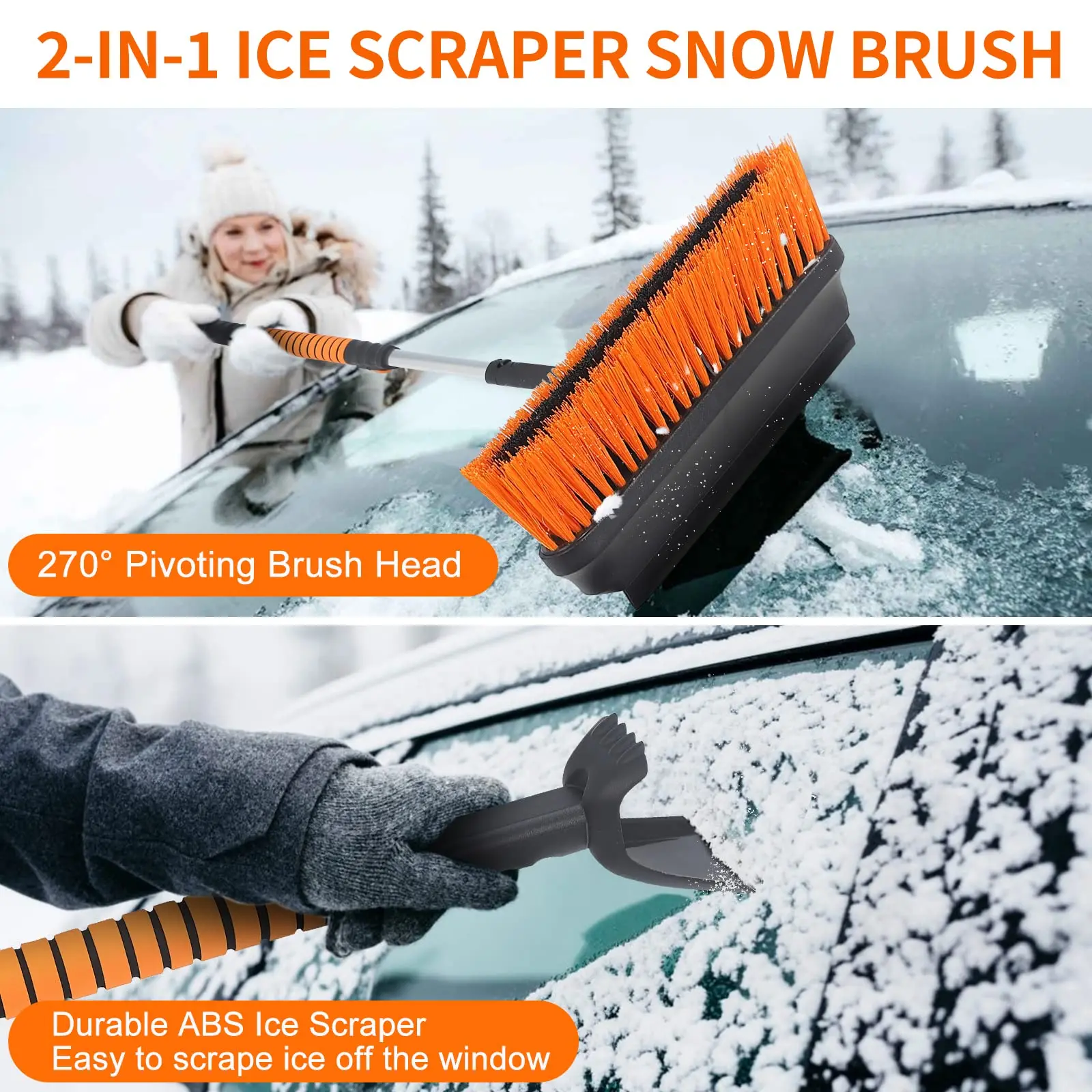 Wholesale 3 In 1 Winter Removal Extendable Windshield Window Car Snow Brush Ice Scraper set