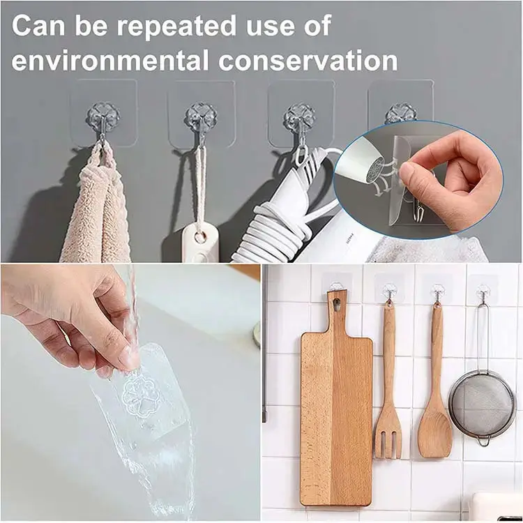 Strong Transparent Suction Cup Sucker Hanger Self Adhesive Hook Wall Hooks for Kitchen Bathroom