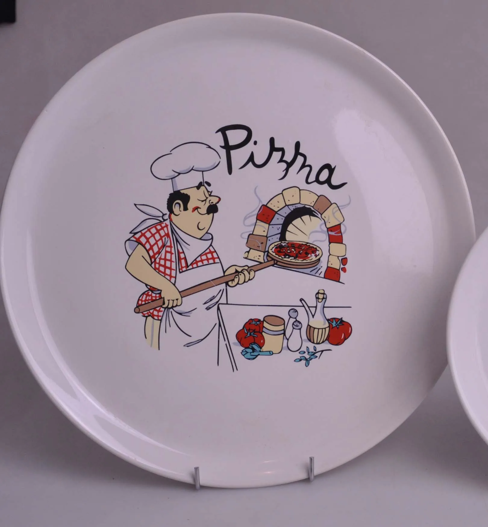 12inch pizza plate ceramic with PAD printing vegetable porcelain pizza plate