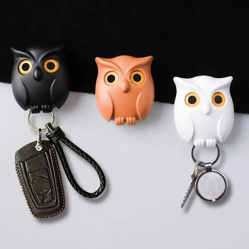 Owl Key Hook Auto Blinking Cute Wall Storage Rack No Punch Storage Hooks Kitchen Home Wall Decoration Hooks