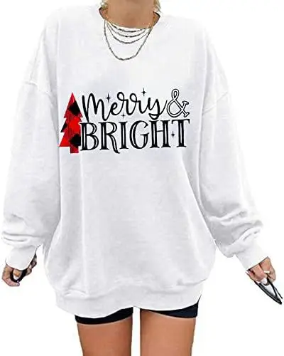 Customize Your Own Cool Christmas Pullover Hoodie Sweater Women Digital Printing Gradient Decoration Sweet Style French Terry