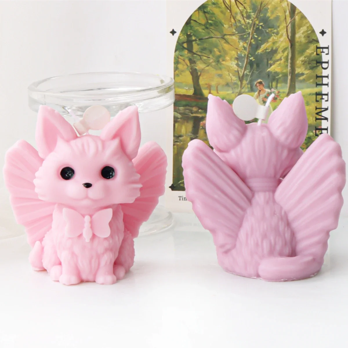 Candle Moulds Silicone 3D Smile Wings Kitten Molds for Candles DIY Big Eyes Cat Animal Moldes De Silicona Para Velas Candle Mold