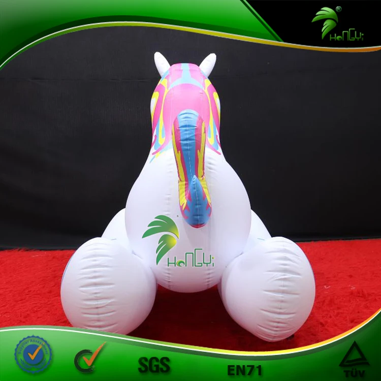 PVC Material Rocking Horse for Fun Custom Inflatable white Horse Ride on Horse