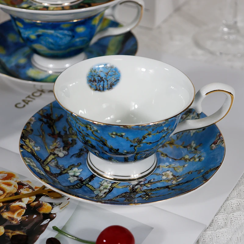 Wholesale Custom Fashion Porcelain Bone China Ceramic Coffee Cup and Saucer Customized Color for Sale