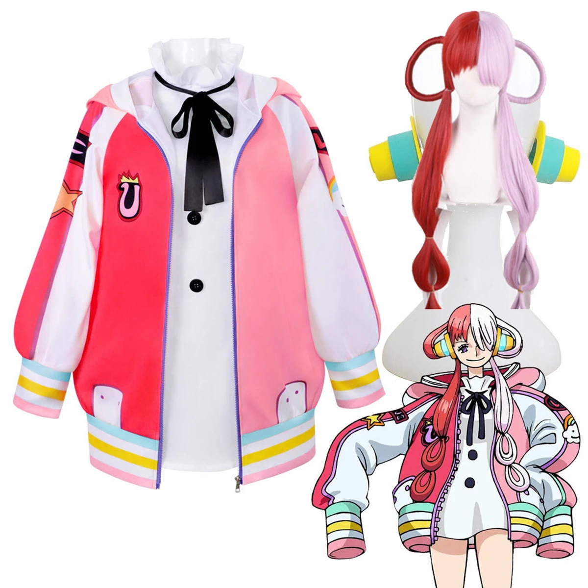 Anime Cosplay Costume Film Red Uta Women Cute Dress Uniform Halloween Party Jackets Coat Dresses Suit