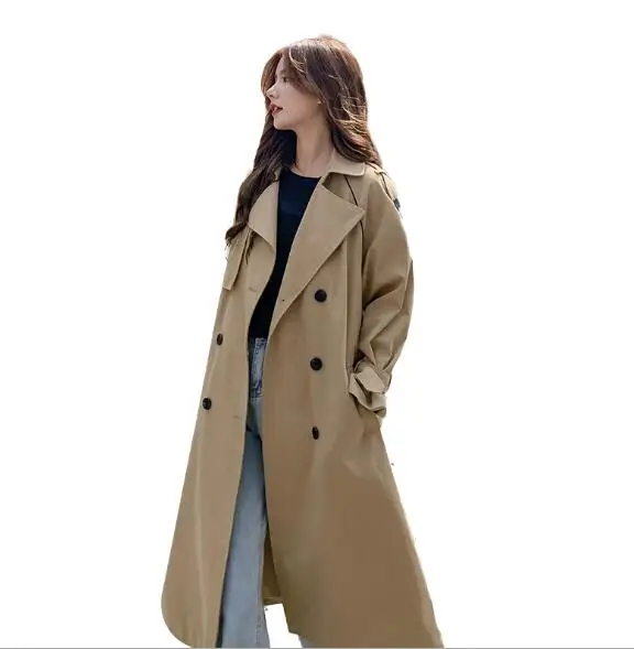 2020 new autumn simple thin mid-length windbreaker street fried street solid color big clothes accessories