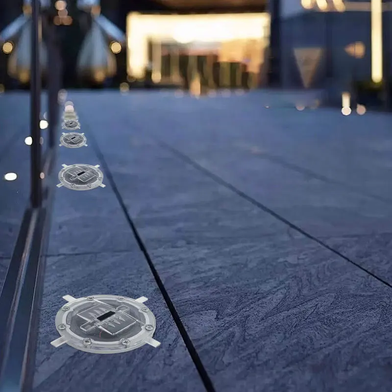 High Brightness 8-LED Cast Aluminium Road Studs Solar Powered PC Material Traffic Warning Light White Reflective Waterproof IP68