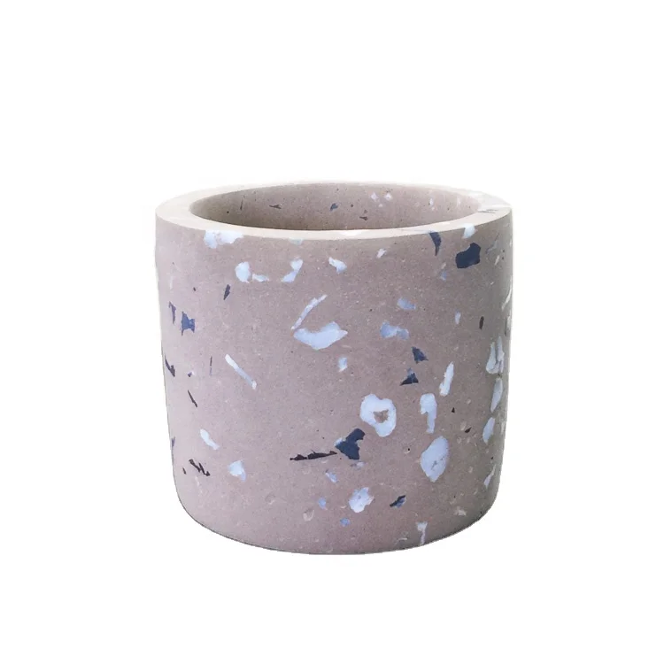 
Custom coloured PINK cement terazzo candle jar 