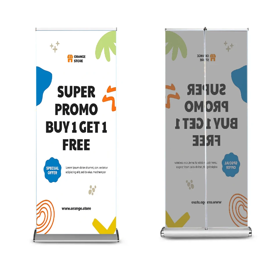 FEAMONT Aluminium silver teardrop rollup stand banner trade show backwall display exhibition frame display Rollup Banner