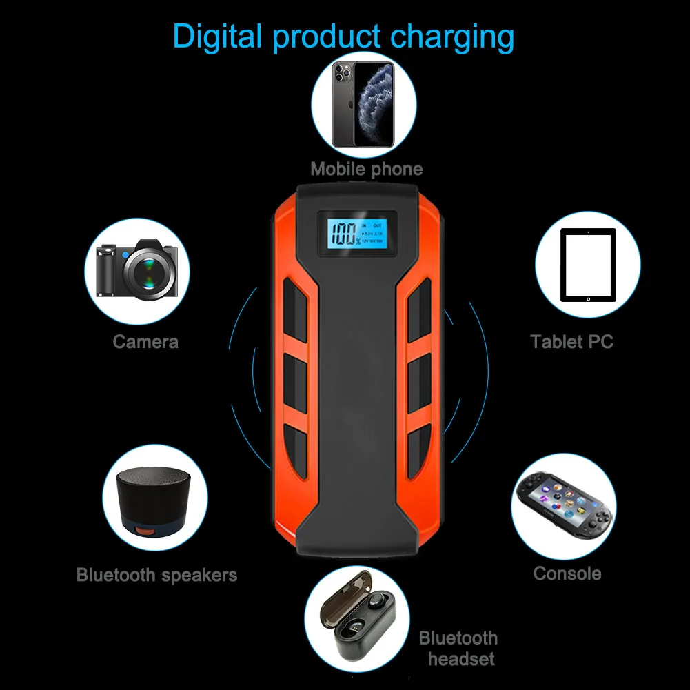 12V high power automotive emergency start power supply  2000A Peak Car Jump Starter  with wireless charging