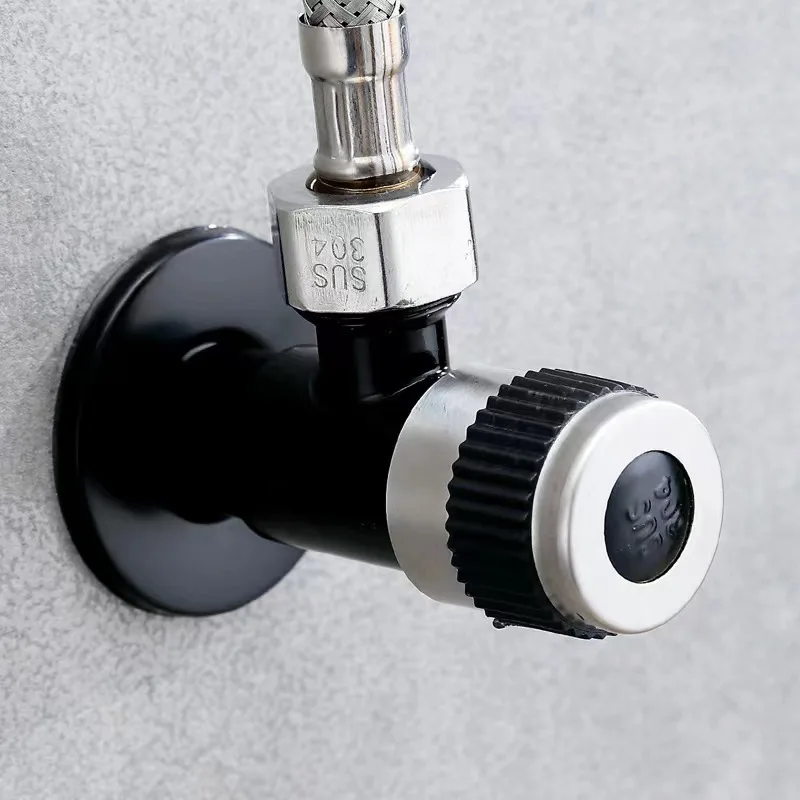 Factory Wholesale Black 304 Stainless Steel Angle Valve 1/2 Bathroom Water Control Toilet Corner Valve 90 Degree Angle Valve