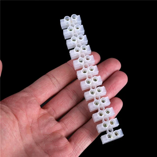 Terminal Block Strip 12 Poles 3A 6A 10A 15A 30A 60A 80A 100A 150A PE Material Black White Color Pack of 10 Pcs