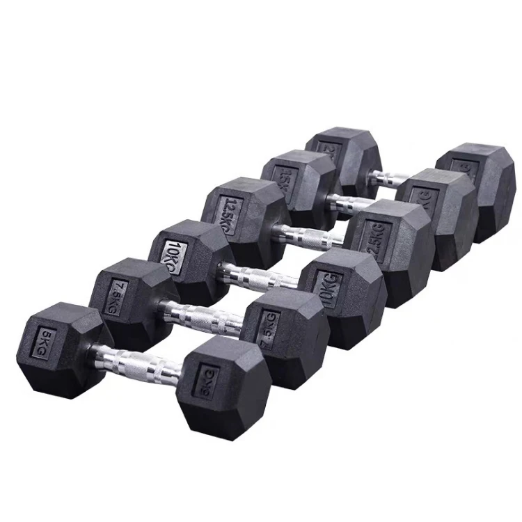 Home Gym Equipment Weight Lifting Rubber Hex Dumbbell cast iron BPA free