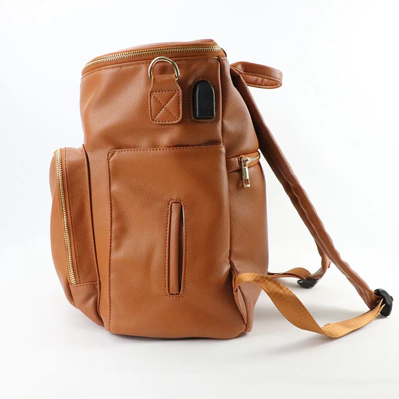 Fashion PU Leather Multifunction Baby Mami Mummy Mothers Diaper Nappy Bags Backpack