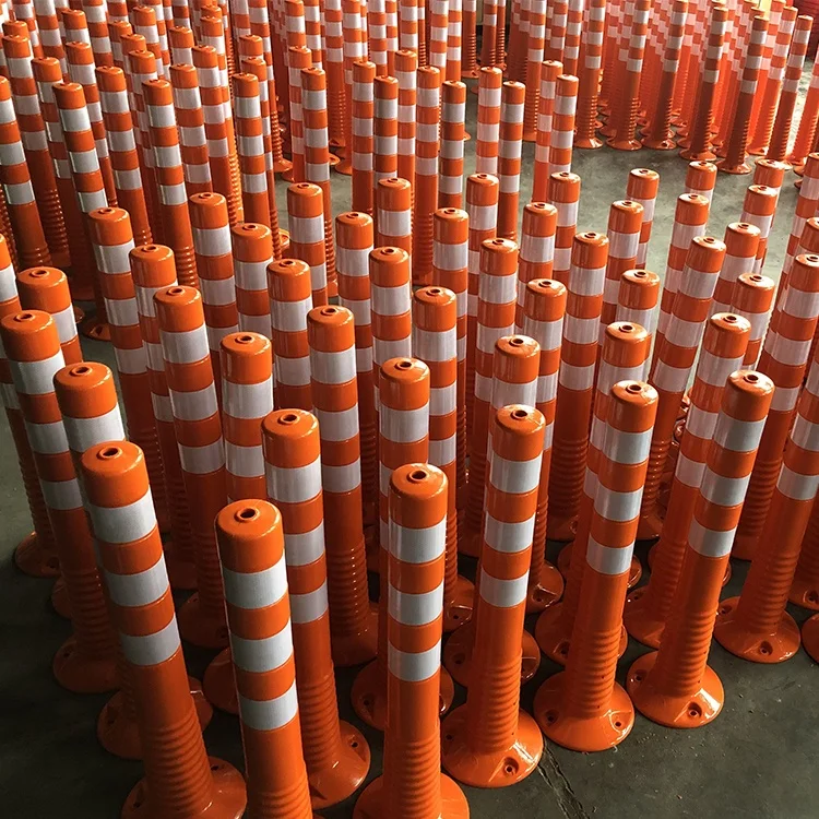 Orange Guaranteed Quality Road Sign Plastic 750mm Flexible Bollard PU Traffic Warning Delineator Bollard Traffic Warning Post