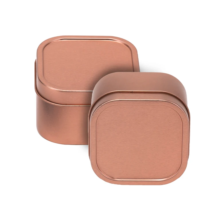 4 OZ Rose Gold Square Metal Tin Box Candle Wax Holder with slip lid