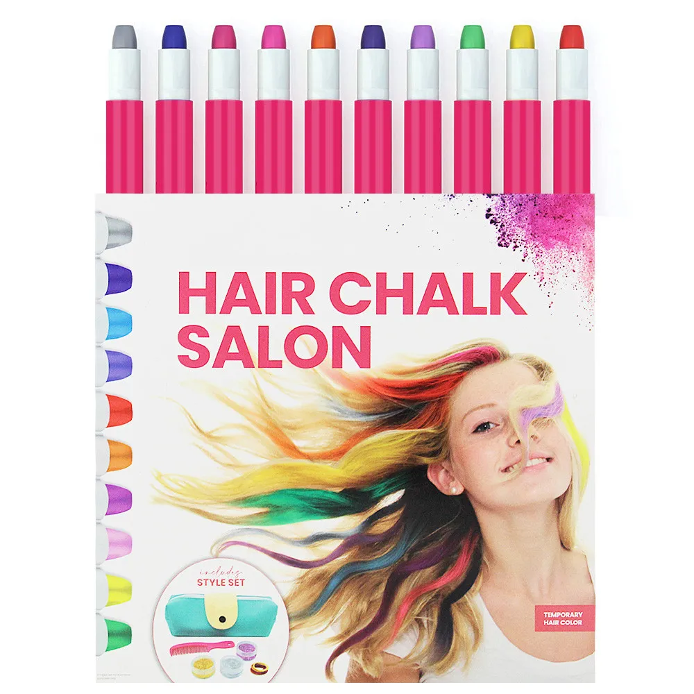 10 Color Hair chalk Pen And Glitter glue Set For Party