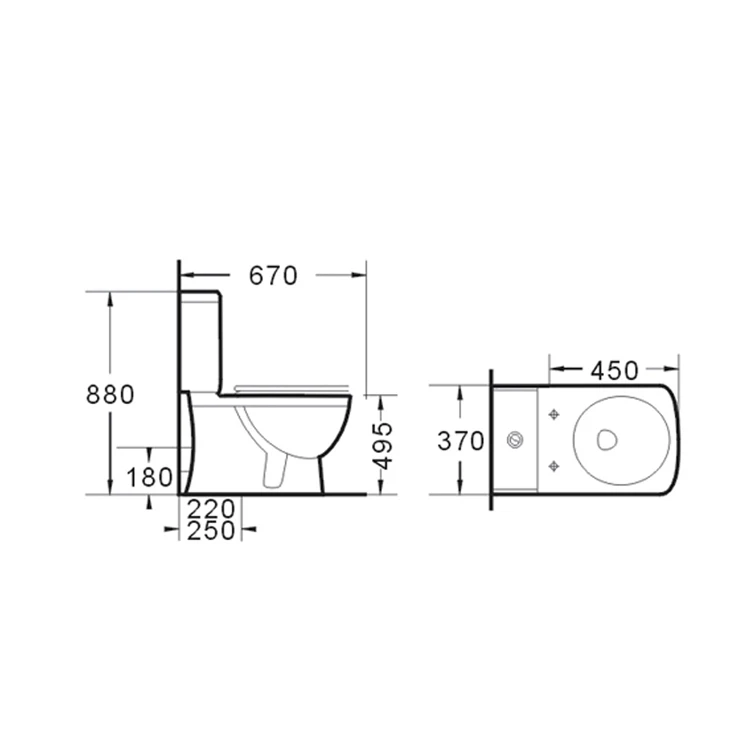 Bathroom Two piece Ceramic Handicap Toilets for Sale with Sink