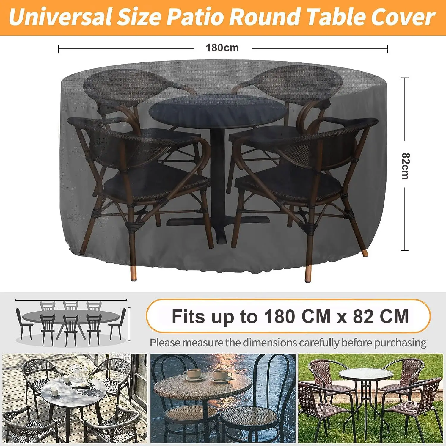 Round 180x80cm Heavy Duty 420D Oxford Round Table Cover Anti-UVGarden Furniture Covers Waterproof