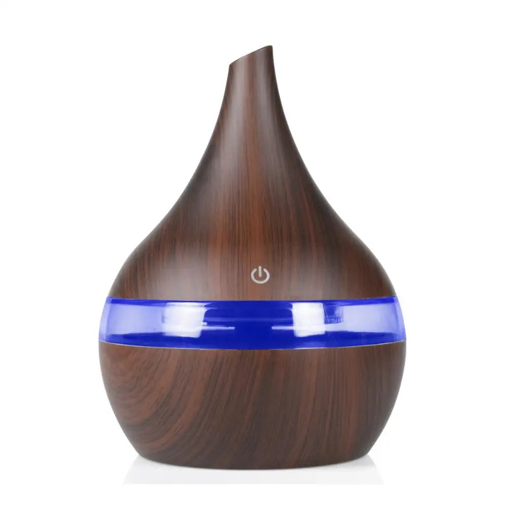 Best Seller 300m Mini Wood Grain Aroma Diffuser  with 7 LED colors usb Humidifier for travel / home / office