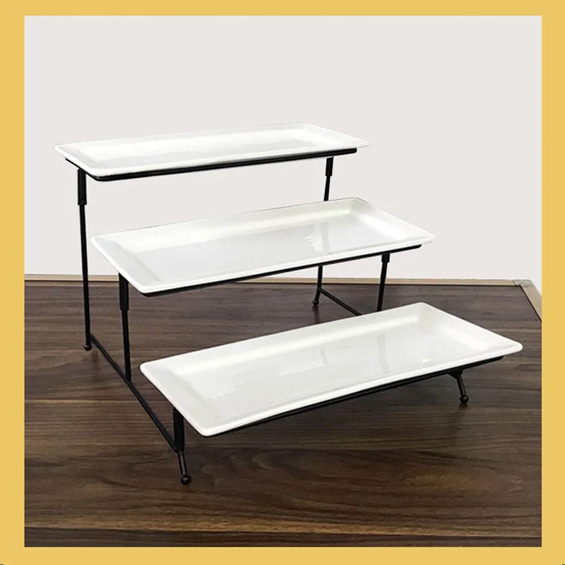 Three-layer fruit plate buffet table cold dishes dim sum fruit set table food display shelf creative multi-layer fruit plate