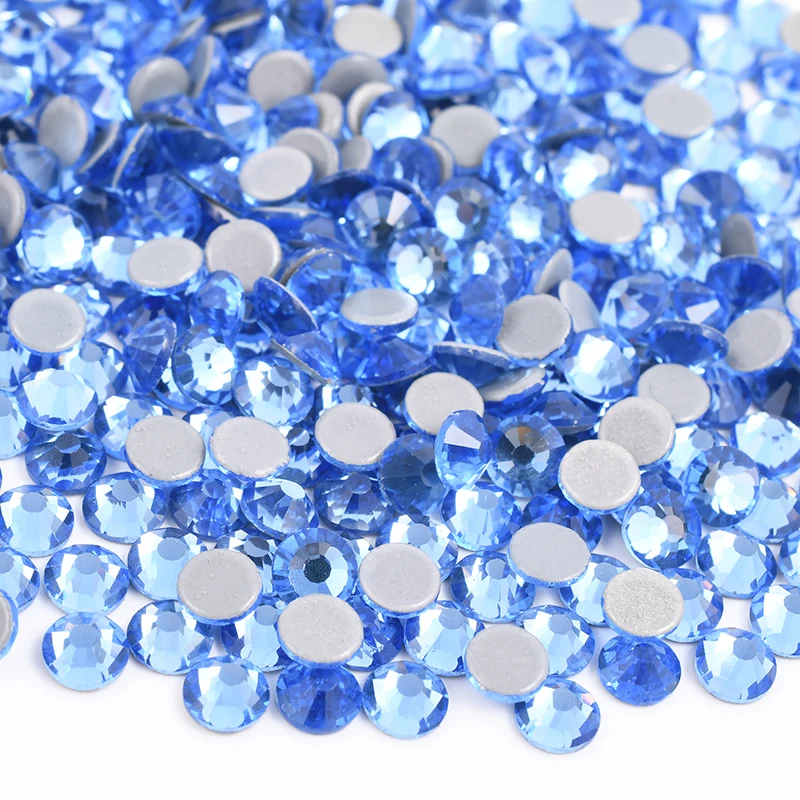 Оптовая продажа круглые стеклянные кристаллы SS6 SS10 SS16 SS20 с плоским основанием для самостоятельной сборки одежды