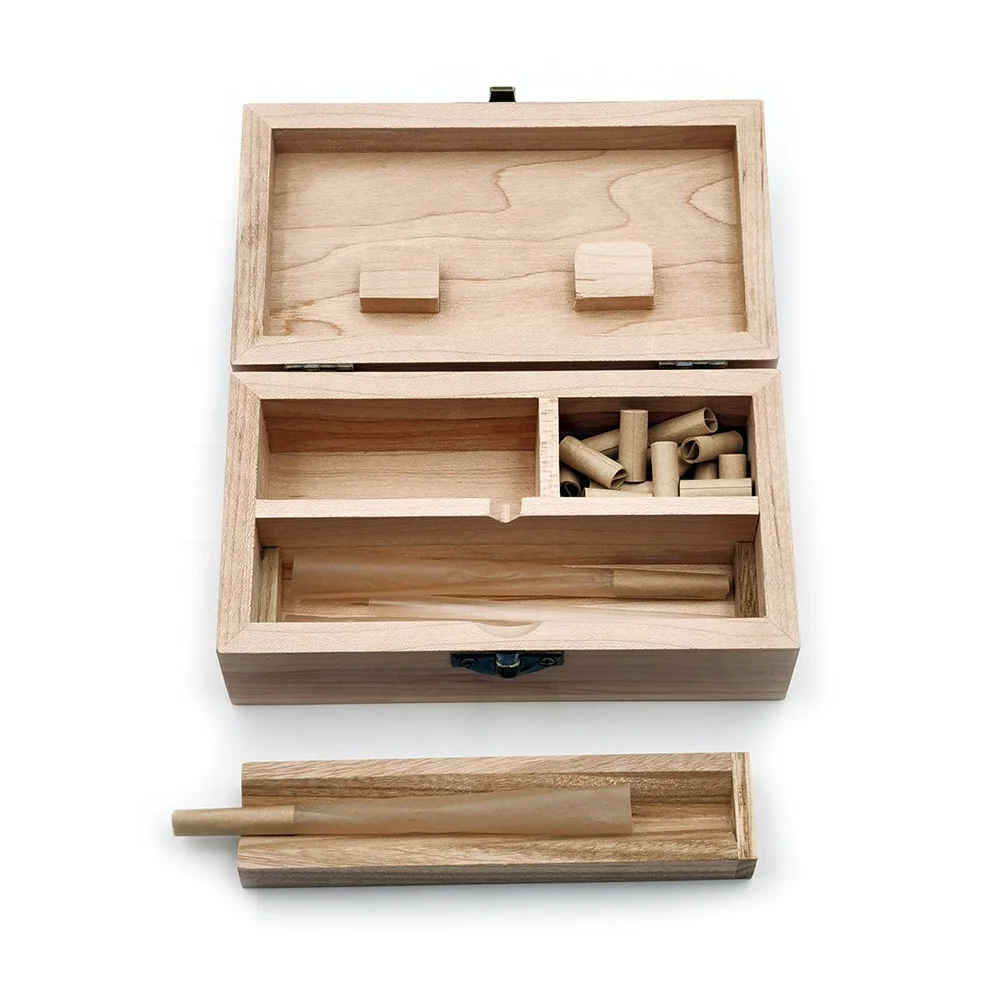 Custom Classic Bamboo Tobacco Herb Stash Box Wood Stash Box for Smoking Accessory